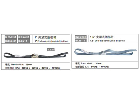 夾緊式捆綁帶Endless cam buckle tie downs