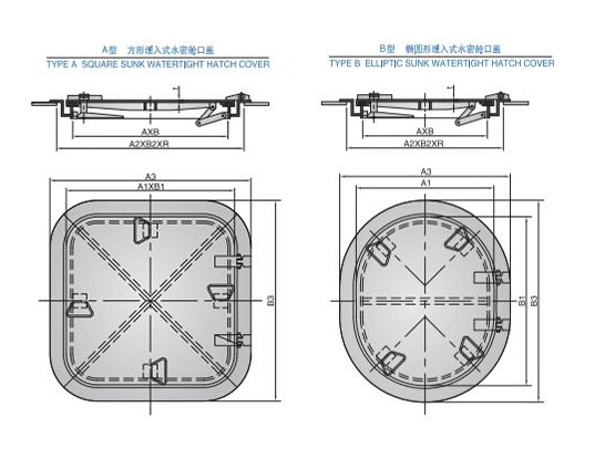 鋁質埋入式水密艙口蓋 ALUMINIUM SUNK WATERTIGHT HATCH COVER