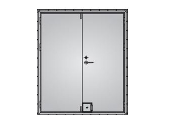 A60級(jí)雙扇防火門(帶消防小門) A60 CLASS DOUBLE LEAVES FIREPROOF DOOR (WITH SMALL FIRE FIGHTING DOOR)